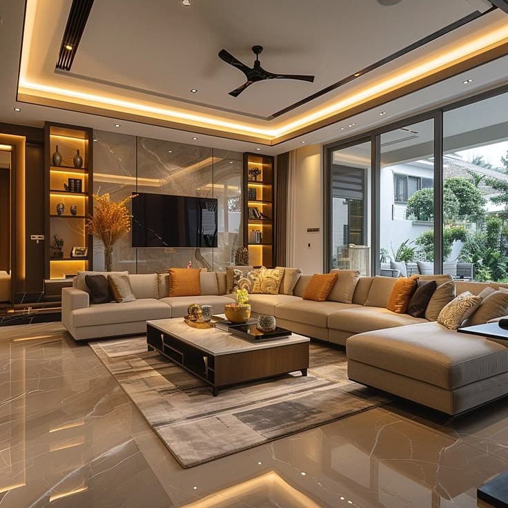 Modern living room with sofa