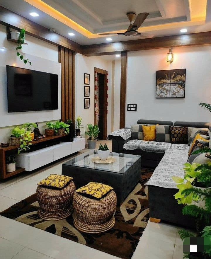 Modern living space with plants